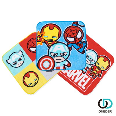 【ONEDER旺達】MARVEL 漫威 蜘蛛人 美國隊長 鋼鐵人 三入小方巾 ML-DI004