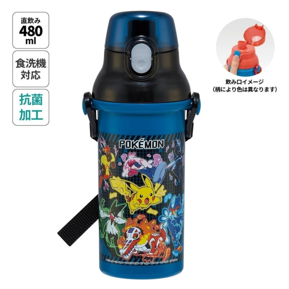 【震撼精品百貨】神奇寶貝 Pokemon~Pokemon GO精靈寶可夢 抑菌塑膠彈蓋直飲水壺480ML-深藍*69635