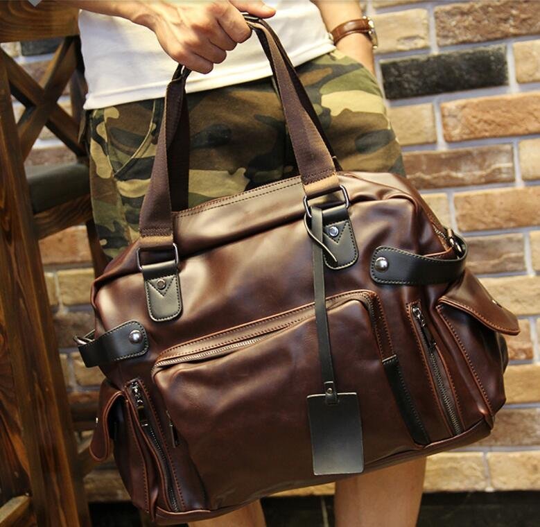 FINDSENSE Z1 韓國 時尚 潮 男 皮質 多功能 單肩包 手提包 斜背包 側背包 電腦包 旅行包 旅行袋