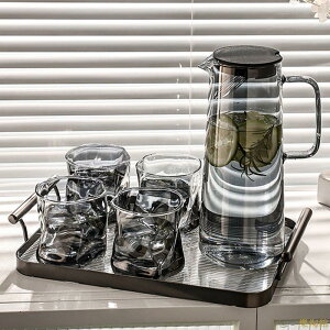 耐高溫玻璃冷水壺北歐風耐高溫冷水壺杯子高硼硅喝水杯家用水具套裝大容量高顏值