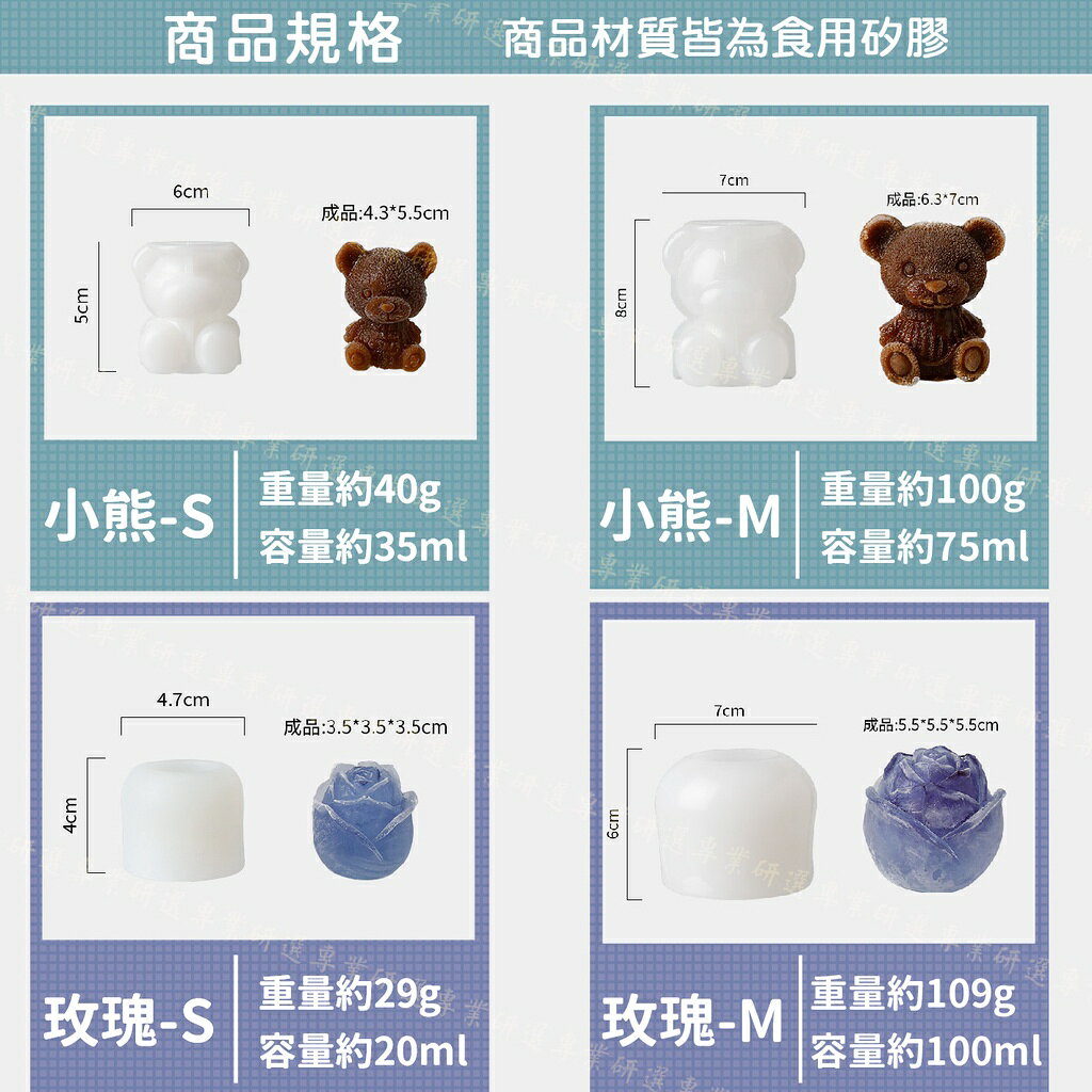 【台灣現貨  】造型製冰盒 玫瑰製冰盒 小熊製冰盒 製冰模具 食品級矽膠 紋理清晰 脫模快速 4款任選 4