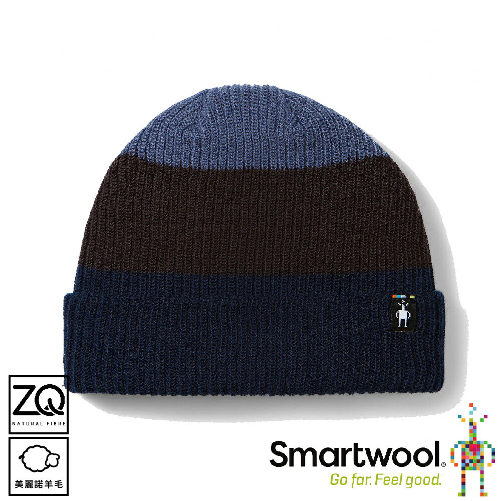 【SmartWool 美國 Cantar 撞色保暖毛帽《暮藍》】SW011491/保暖帽/雪帽/休閒帽/防寒/登山