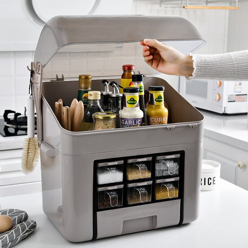廚房用品家用大全調料盒組合套裝多功能鹽味精調味料收納盒置物架