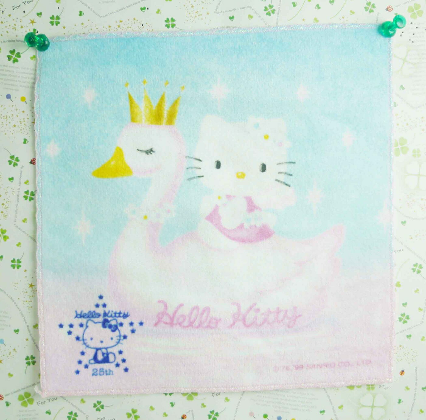 【震撼精品百貨】Hello Kitty 凱蒂貓 方巾-限量款-25周年-天鵝 震撼日式精品百貨