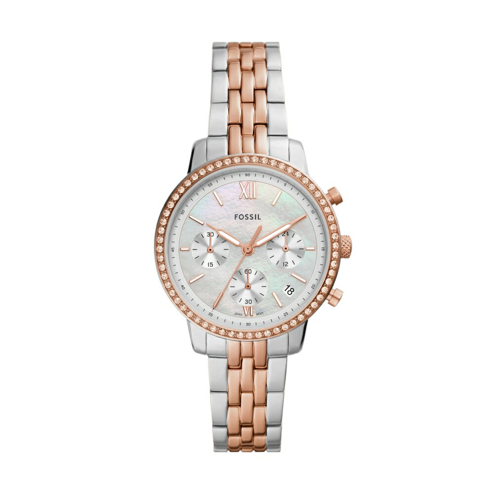 送禮首選★FOSSIL Neutra 三眼珍珠貝晶鑽手錶-36mm ES5279  附提袋【全館滿額折價★FOSSIL全系列包夾送美妝蛋】