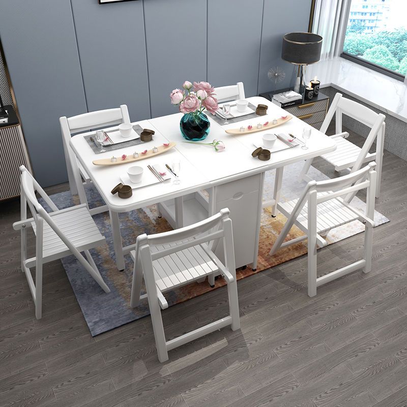 餐桌全實木可折疊桌小戶型家用簡約現代長方形多功能靠墻伸縮飯桌