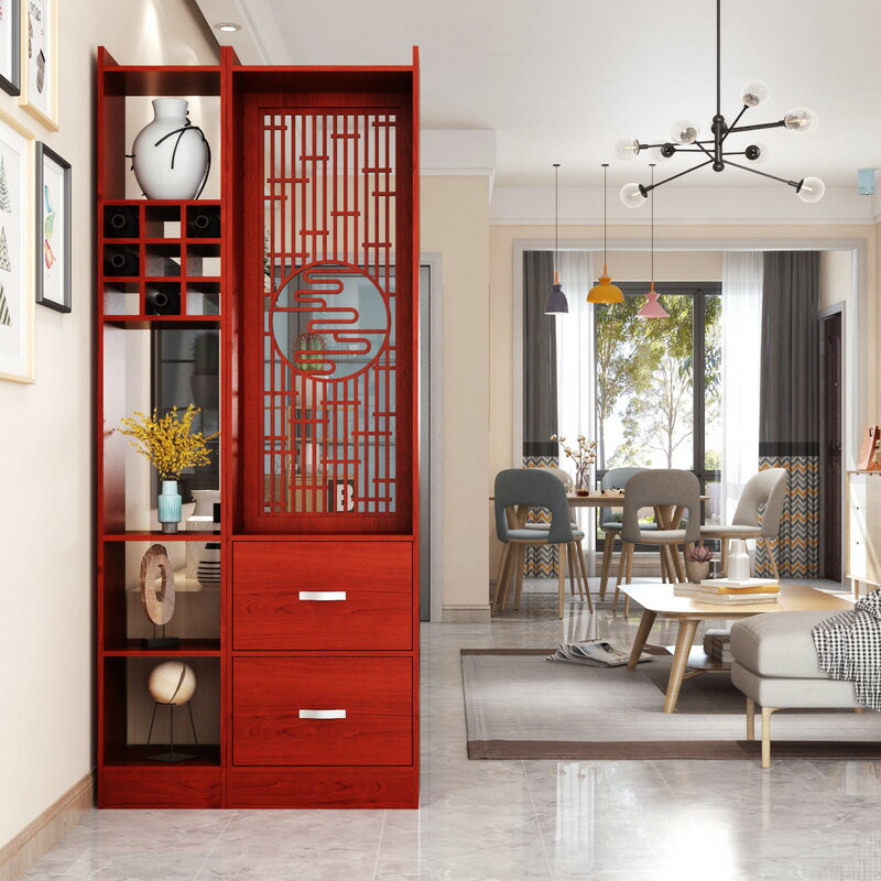 中式木質 簡約現代 屏風 隔斷 客廳 臥室裝飾 置物架 玄關 櫃 酒格門廳櫃
