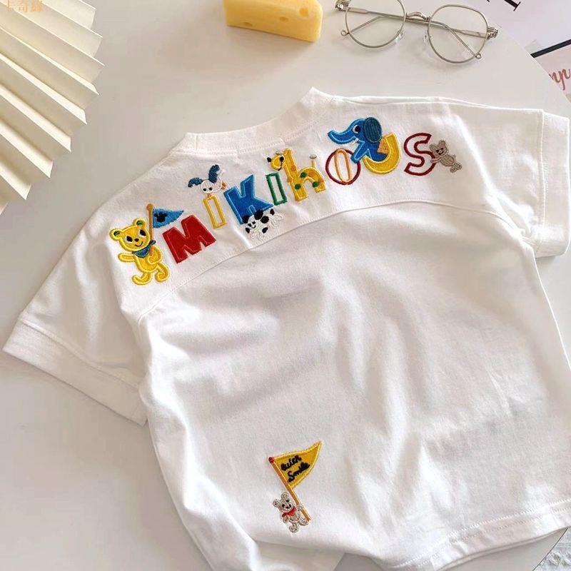 熱銷新款日韓小稚家~100%純棉短袖新款童裝洋氣刺繡T恤兒童卡通寶寶短袖上衣