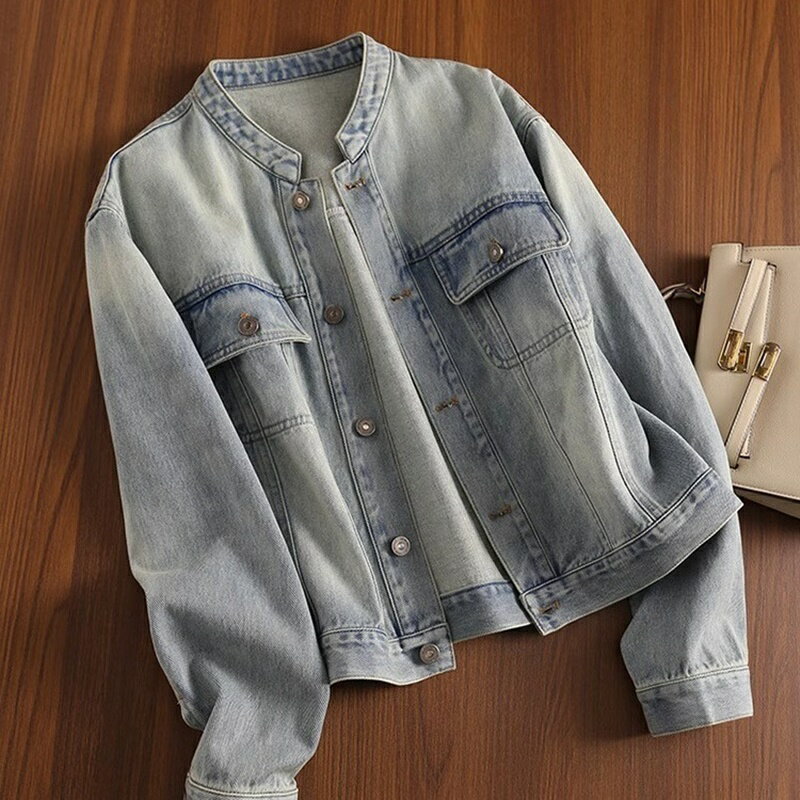 現貨+預購 美式牛仔外套丹寧夾克經典牛仔襯衫-美式復古寬鬆短款女外套74km66【獨家進口】【米蘭精品】