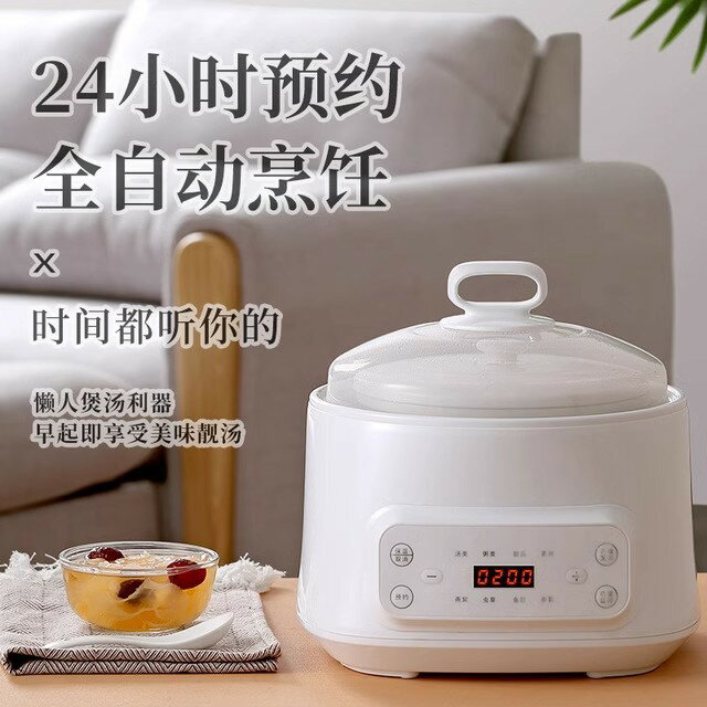 110V美規3L大容量電燉鍋多功能預約定時陶瓷煲湯鍋養生隔水燉盅
