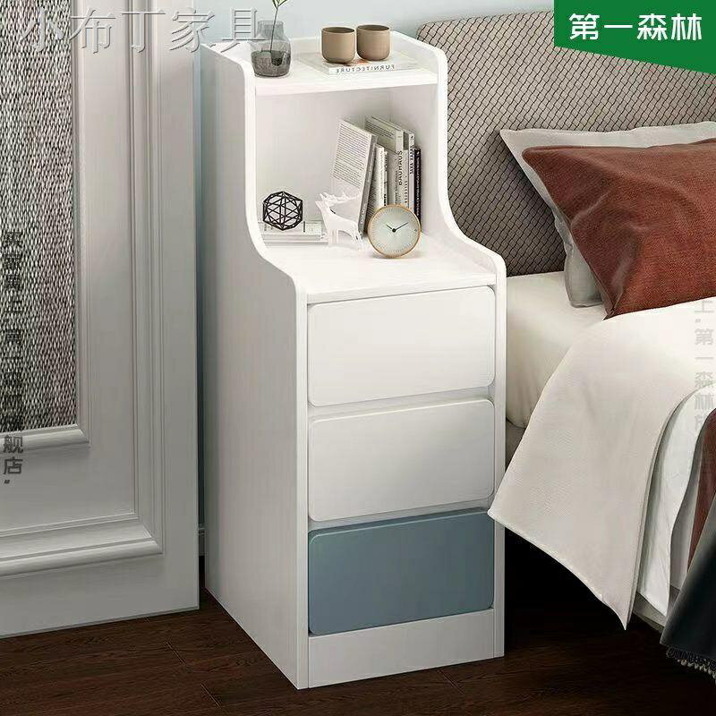 ♗床頭柜家用臥室小型迷你小柜子簡約現代輕奢實木腿置物架儲物柜子