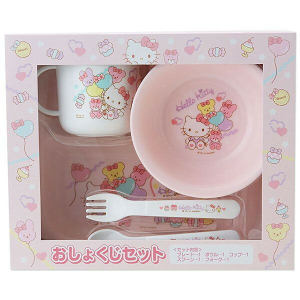大賀屋 hello kitty 餐具組 湯匙 叉子 碗 餐具 杯子 餐盤 兒童 凱蒂貓 正版授權 J00013920