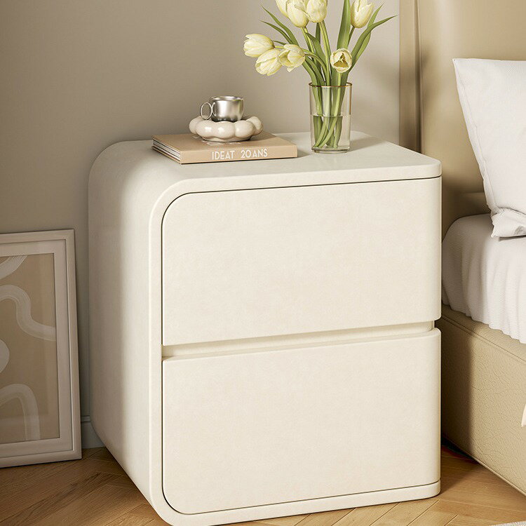 APP下單享點數9% 床頭柜輕奢高級感小型實木床邊柜簡約現代奶油風創意臥室儲物柜子
