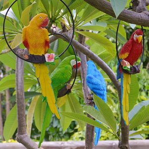 仿真小鳥雕塑擺件庭院鸚鵡大嘴吊飾幼兒園