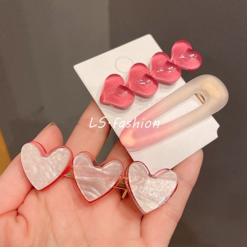 髮夾 邊夾 抓夾 飾品夏款網紅愛心一字鴨嘴瀏海側夾子抓夾髮卡韓版丸子頭盤髮髮飾『ZW6522』