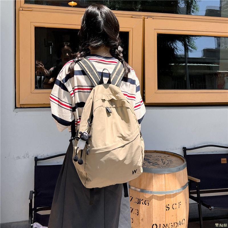 新款韓版大容量休閑百搭雙肩包學生大學生書包質感輕便情侶揹包
