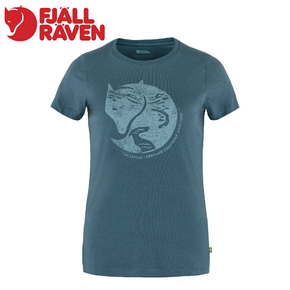 【Fjallraven 小狐狸 女 Arctic Fox 有機棉T恤《靛藍》】F89849/短T/短袖/圓領T/棉T