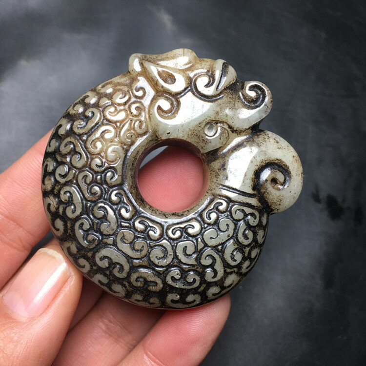 老玉古玉貔貅手工鏤空雕刻玉佩高古玉吊墜古玩玉器古董玉墜玉佩