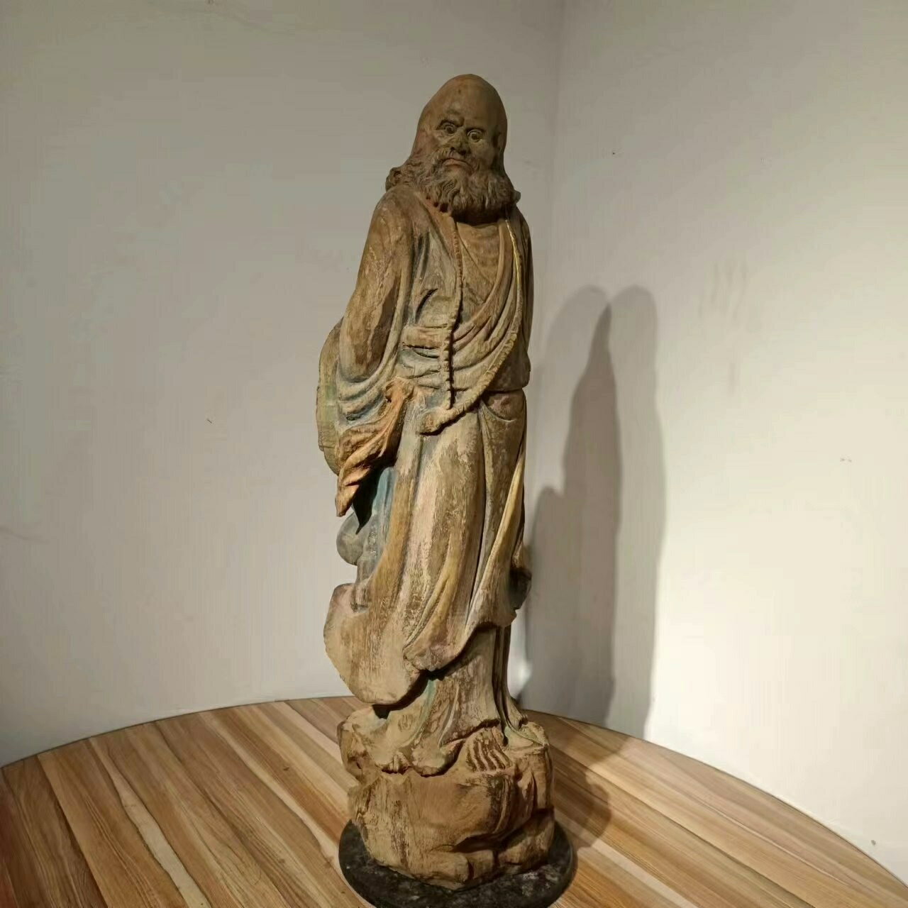 達摩祖師楠木雕刻擺飾佛像造像木雕彩繪廳堂茶室會館擺設