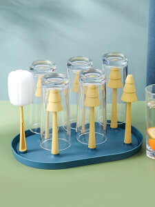 瀝水杯架家用杯子架客廳玻璃杯收納托盤北歐創意放茶杯倒掛置物架