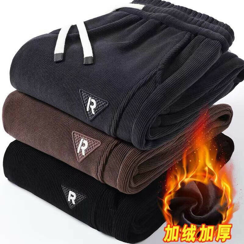 【秋冬新品】大碼休閒長褲 加絨褲子 加絨燈芯絨褲 加厚男褲 秋冬季潮牌衛褲寬鬆褲子束腳休閒褲潮流褲子潮