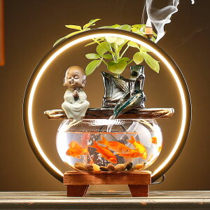香爐 陶瓷自動循環流水擺件配件玻璃小魚缸噴泉客廳辦公室桌面送禮飾品