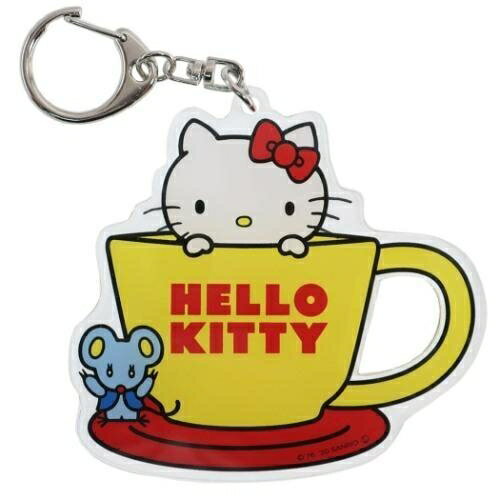 【震撼精品百貨】Hello Kitty 凱蒂貓~日本三麗鷗sanrio KITTY壓克力造型鑰匙圈-咖啡杯*51284