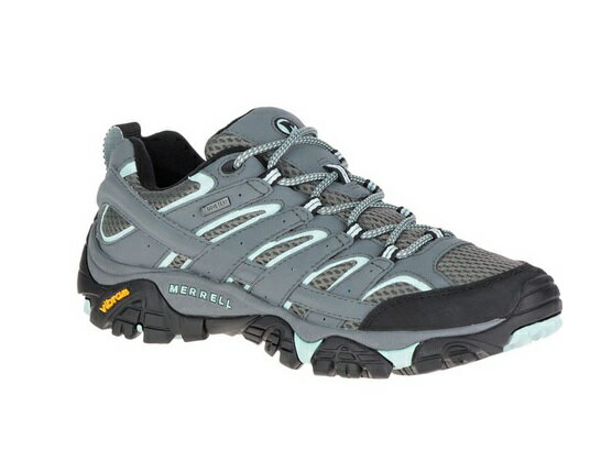 ├登山樂┤美國 MERRELL  MOAB 2 GORE-TEX 女防水登山健行鞋-淺灰/湖水綠(寬楦) # ML06036W