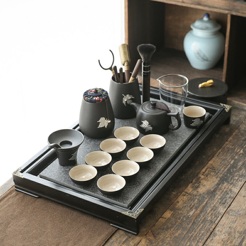 黑陶家用陶瓷整套泡茶功夫茶具套裝六君子茶杯辦公室客廳會客茶盤