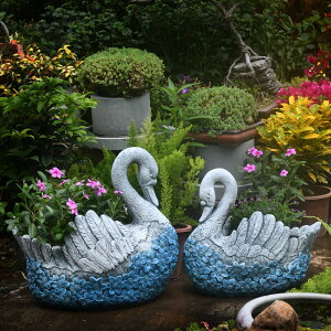 庭院裝飾天鵝動物花盆戶外多肉綠植創意個性大號植物盆栽盆器陽臺