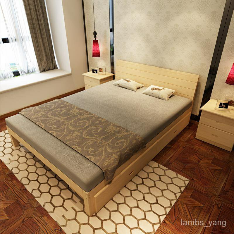 免運 【好品質】實木床床架雙人床1.8米簡易鬆木床1.5米兒童床1米簡約1 特價出 可開發票