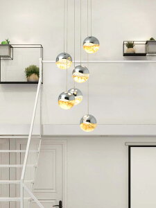 北歐餐廳吧臺現代簡約走廊吊燈創意輕奢床頭過道三頭水晶玻璃球燈