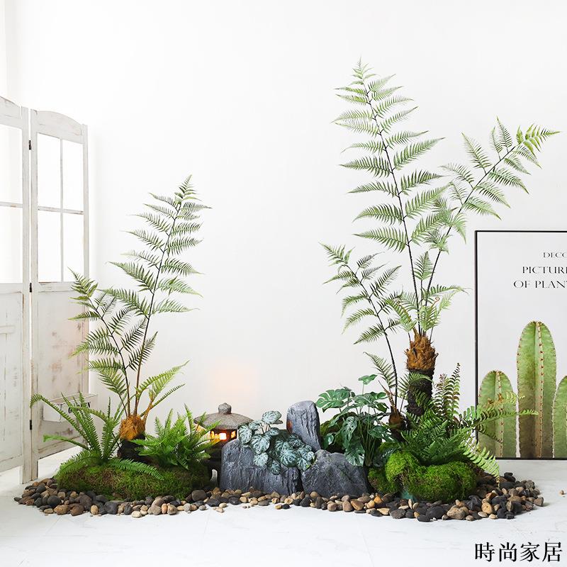 免運 附發票 工廠直銷 模擬樹 模擬擺件 綠植北歐風熱帶綠植模擬金絲蕨猴頭蕨 禪意中式室內櫥窗假植物擺件WW0720