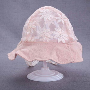 嬰兒防曬帽夏季薄款網眼透氣女寶寶遮陽帽子可愛公主蕾絲幼兒純色