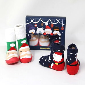 GGOMOOSIN 聖誕禮盒系列 聖誕老公公學步鞋+嬰兒襪/襪鞋
