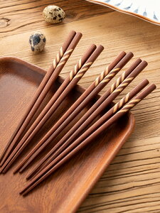 烏檀木筷子日式尖頭家用木筷餐具實木家庭木質無漆原木