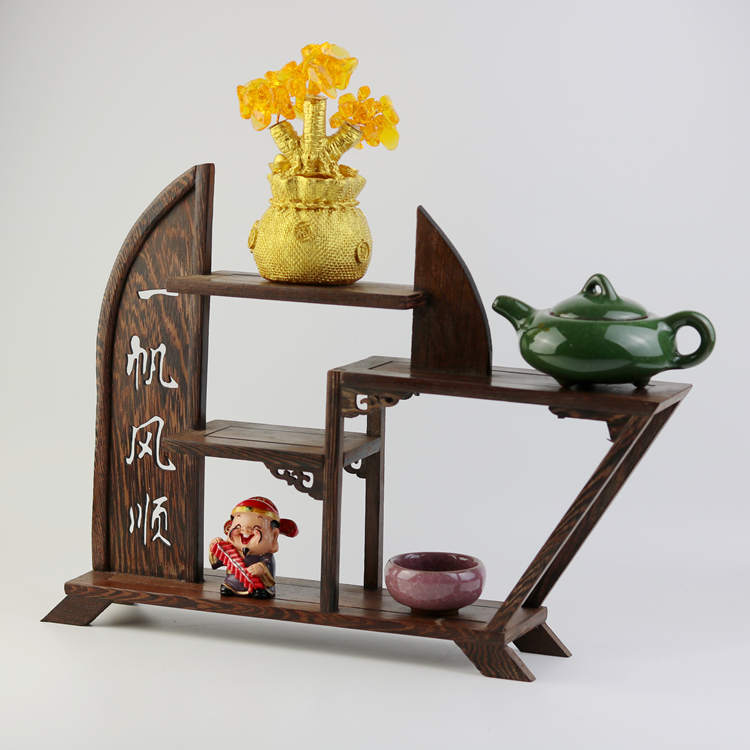 紅木工藝品小博古架實木多寶閣底座雞翅木紫砂茶壺架子茶具展示架