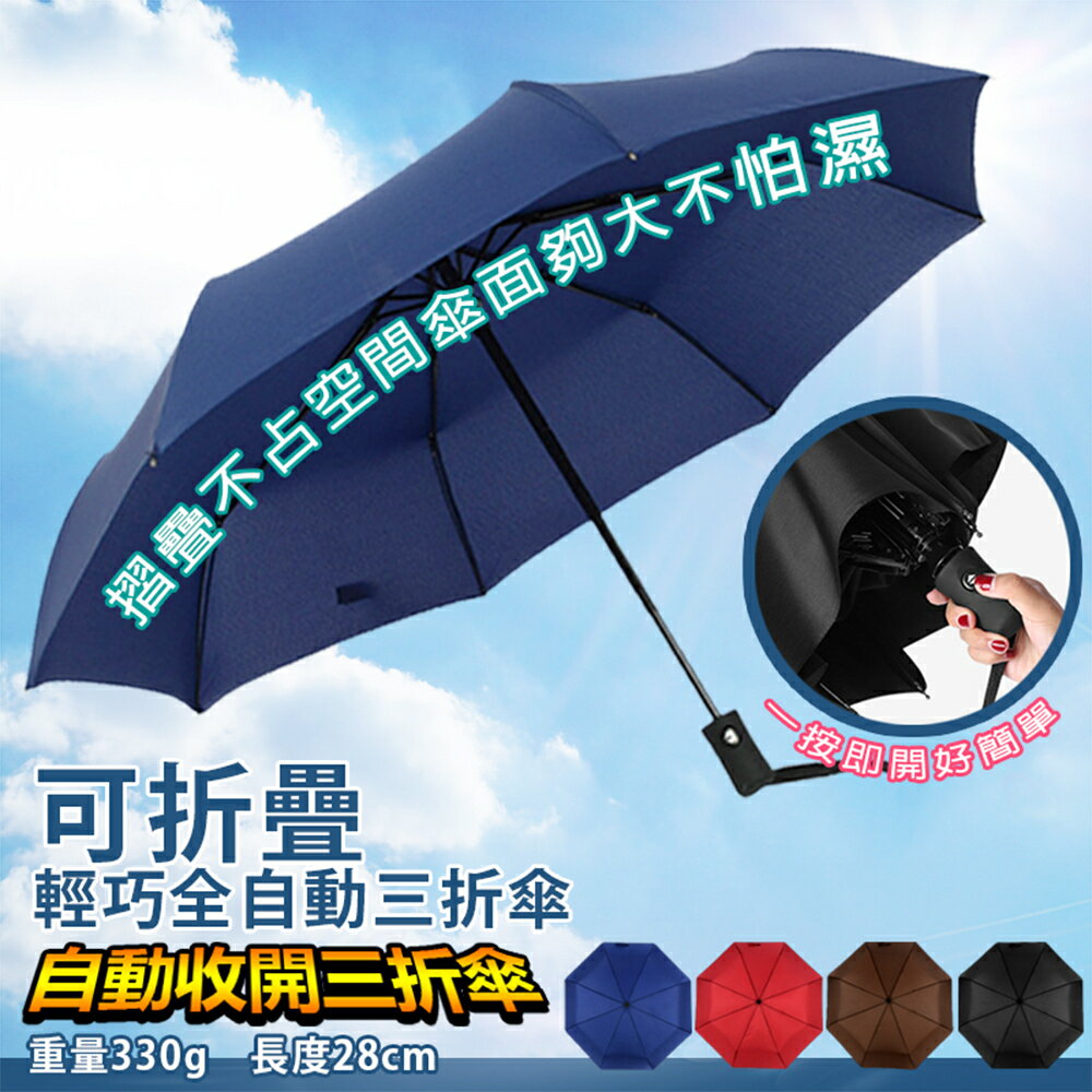 【樂邦】八骨自動開收三折晴雨傘 自動摺疊雨傘 一鍵開收 摺疊傘 晴雨傘 自動傘 折疊傘 素色 八骨傘
