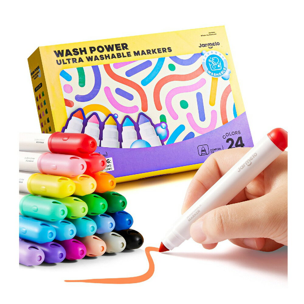 【JarMelo 原創美玩】Wash Power 超水洗兒童彩色筆(24色)
