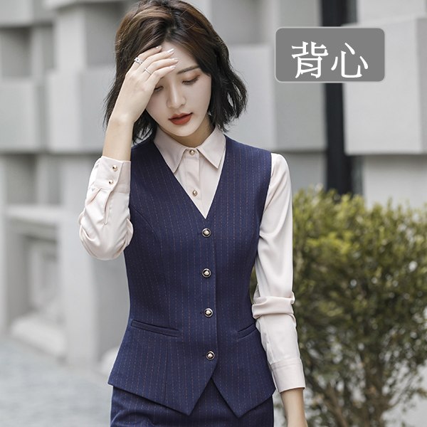 灰姑娘[8X098-PF]簡約條紋四粒釦OL上班背心