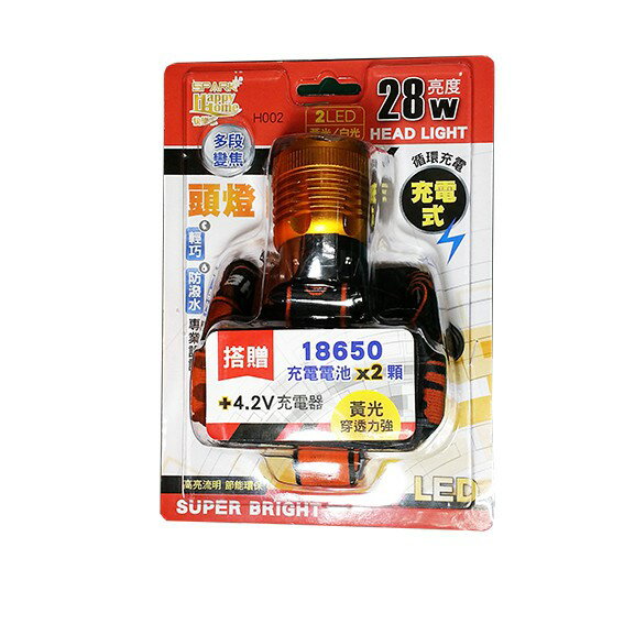 快樂家 28W多段變焦頭燈 H002 充電式 多段變焦