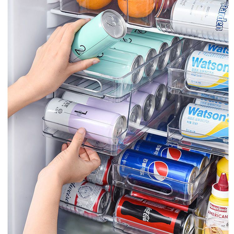 楓林宜居 冰箱啤酒飲料收納盒整理置物架廚房家用雙層抽屜儲物盒易拉罐收納