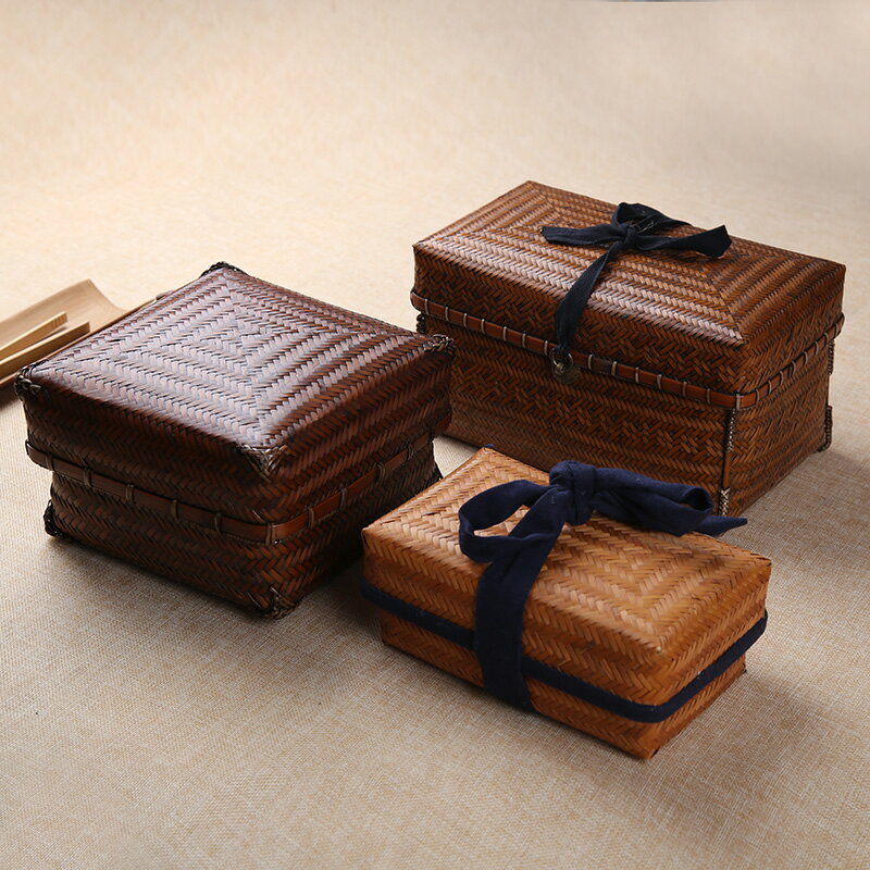 禪意仿古日式茶包竹編帶蓋茶具包茶寵收納盒茶道配件旅行便攜茶包