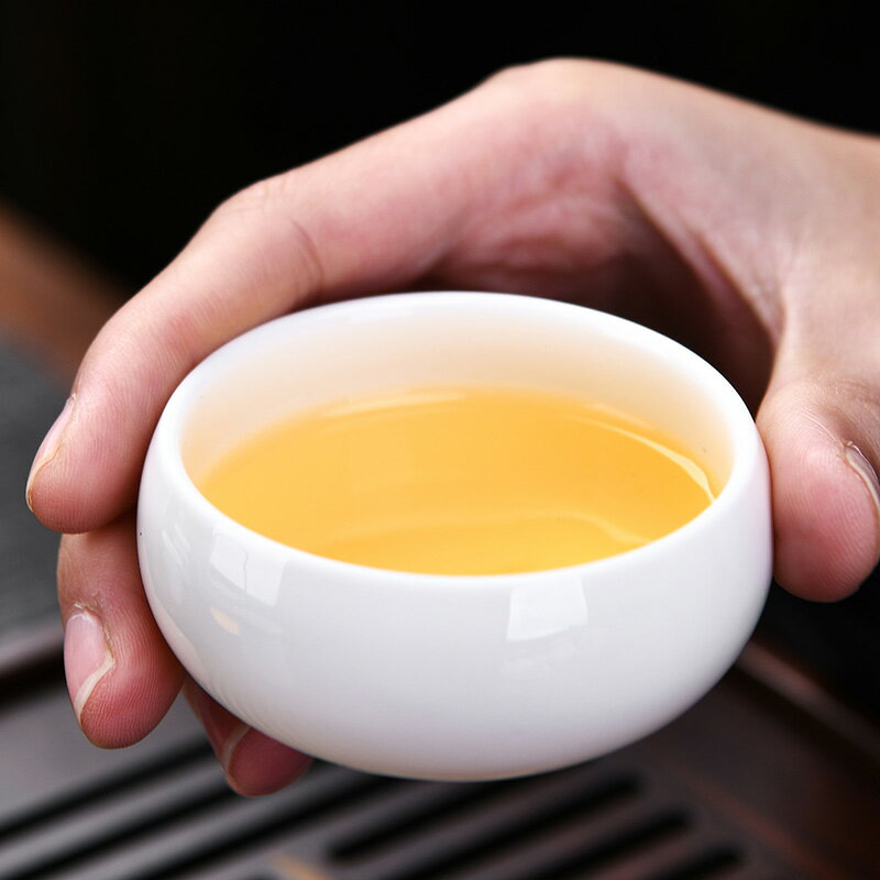 羊脂玉茶杯個人專用主人杯高檔白瓷品茗杯小茶盞功夫茶具單杯茶碗
