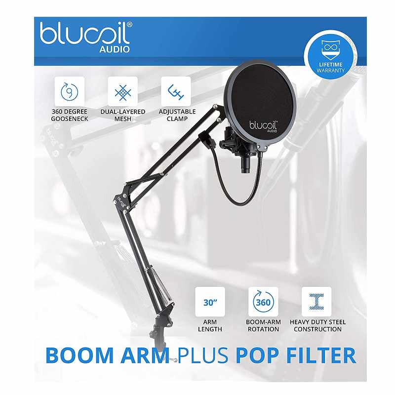 MXL 990 麥克風 Blucoil Boom Arm Plus Pop Filter, and 10-FT Balanced XLR Cable [2美國直購]