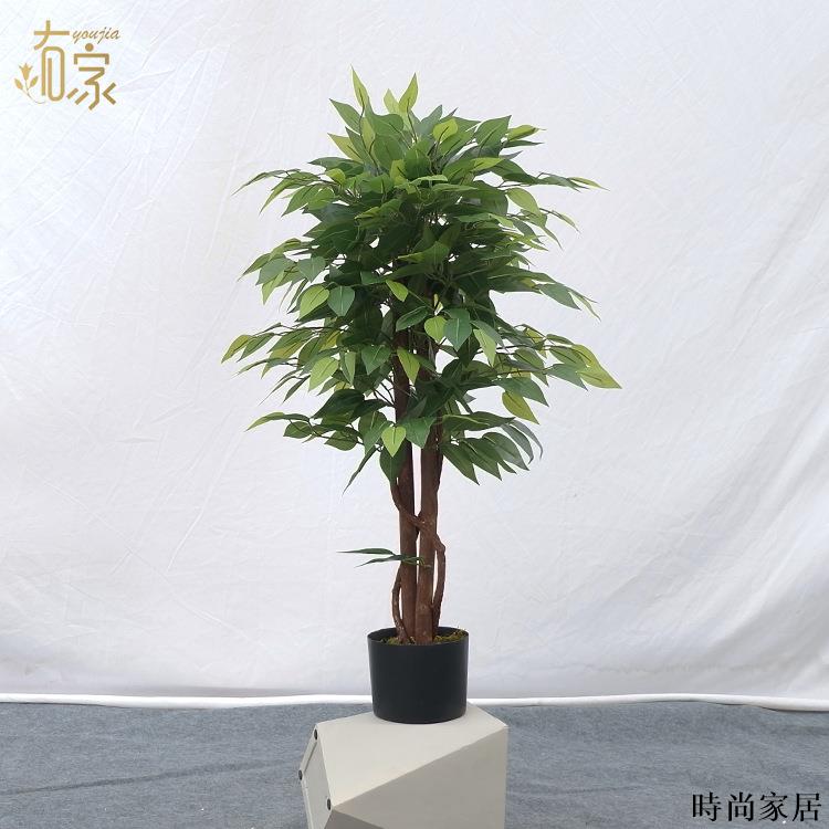 免運 附發票 工廠直銷 模擬樹 模擬擺件 綠植批發模擬榕樹盆栽室內裝飾綠葉植物落地擺設真樹桿景觀樹廠家直銷WW0720
