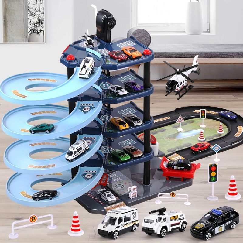 軌道車停車場玩具車小汽車套裝各類車消防警察3-4歲兒童6益智男孩