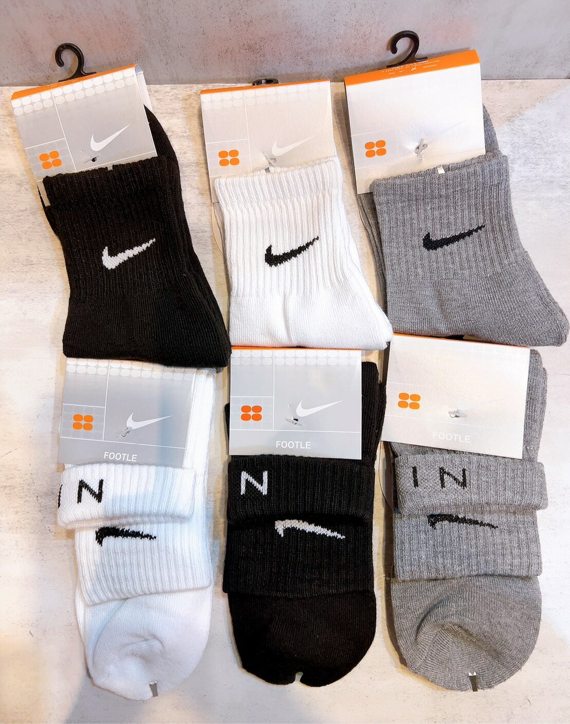 【Nike】襪子 黑、白、灰、黑反折兩穿、白反折兩穿