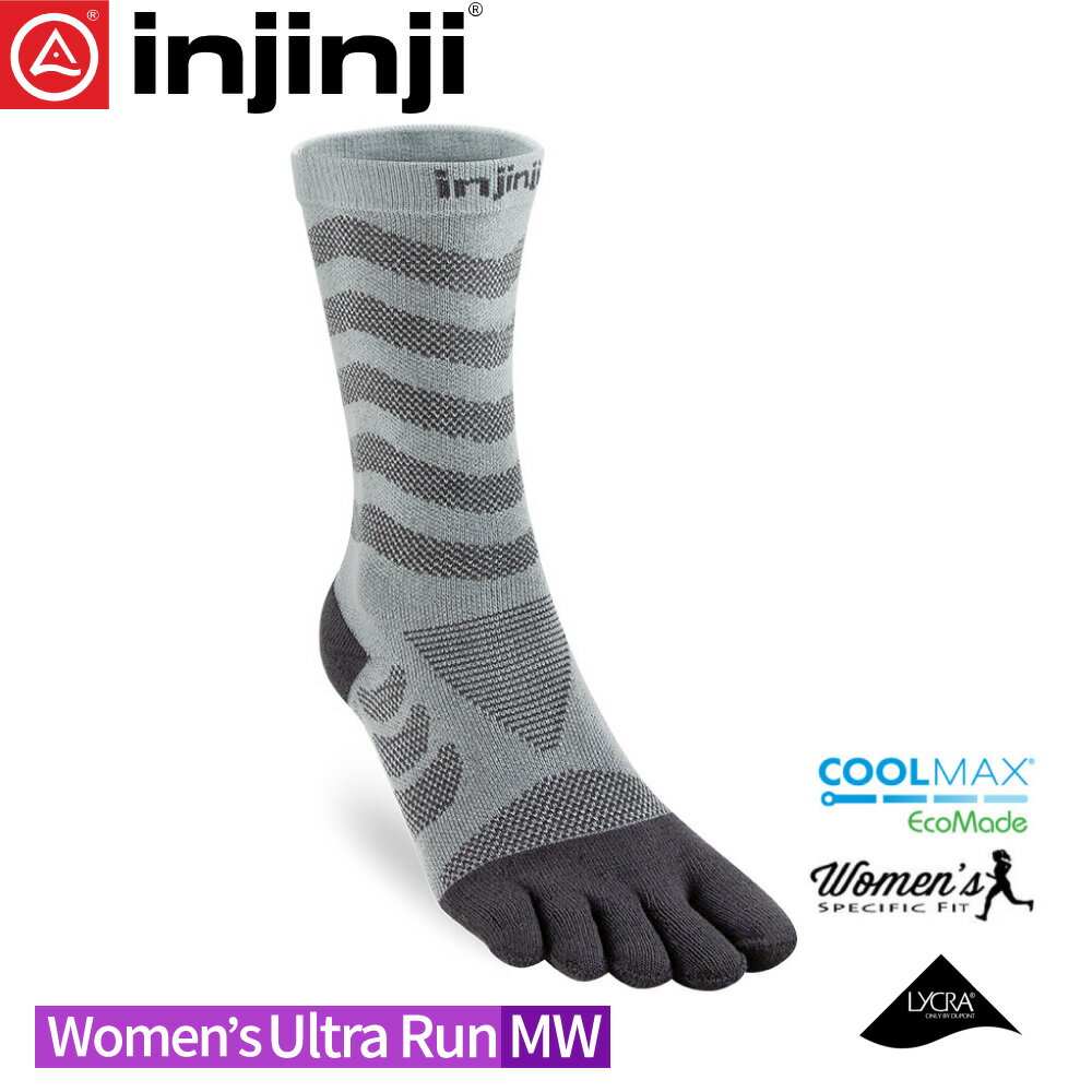 【INJINJI 美國 女 Ultra RUN 終極系列五趾短襪《石板灰》】WAA68/五指襪/專業排汗襪/登山健行襪/休閒襪