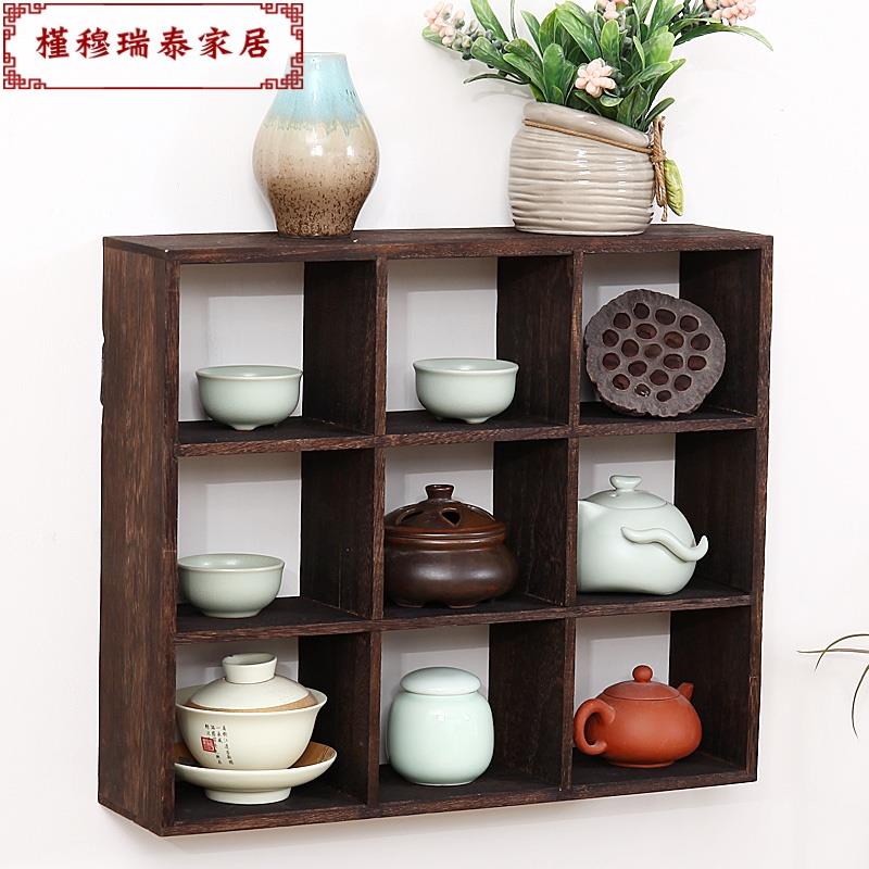 實木多寶格茶杯架收納架茶棚架功夫茶具茶壺置物架茶水櫃小博古架